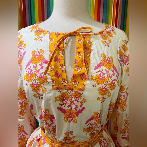 🌺 NWOT J. CREW 🌺 Floral & Paisley Patterned Cotton Tied Waist Sun Dress 🌺 - Picture 3 of 8